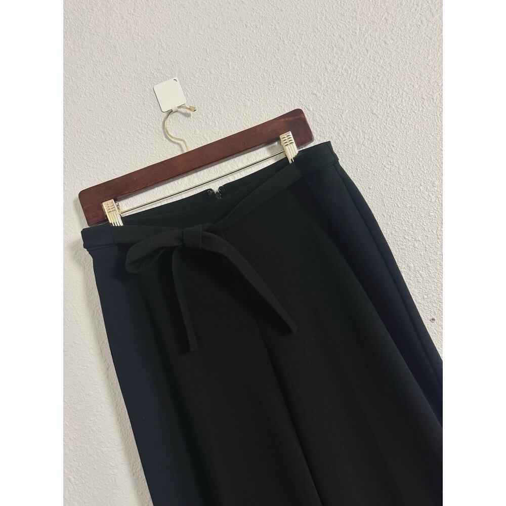 Tahari Black Wide Leg Pants Tie Waist High Rise Minimalist Chic - Picture 3 of 7